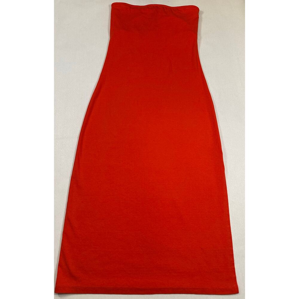 Gap Red Strapless Cotton Midi Column Dress 90s Minimalist Tomato Girl Summer S - Picture 4 of 11